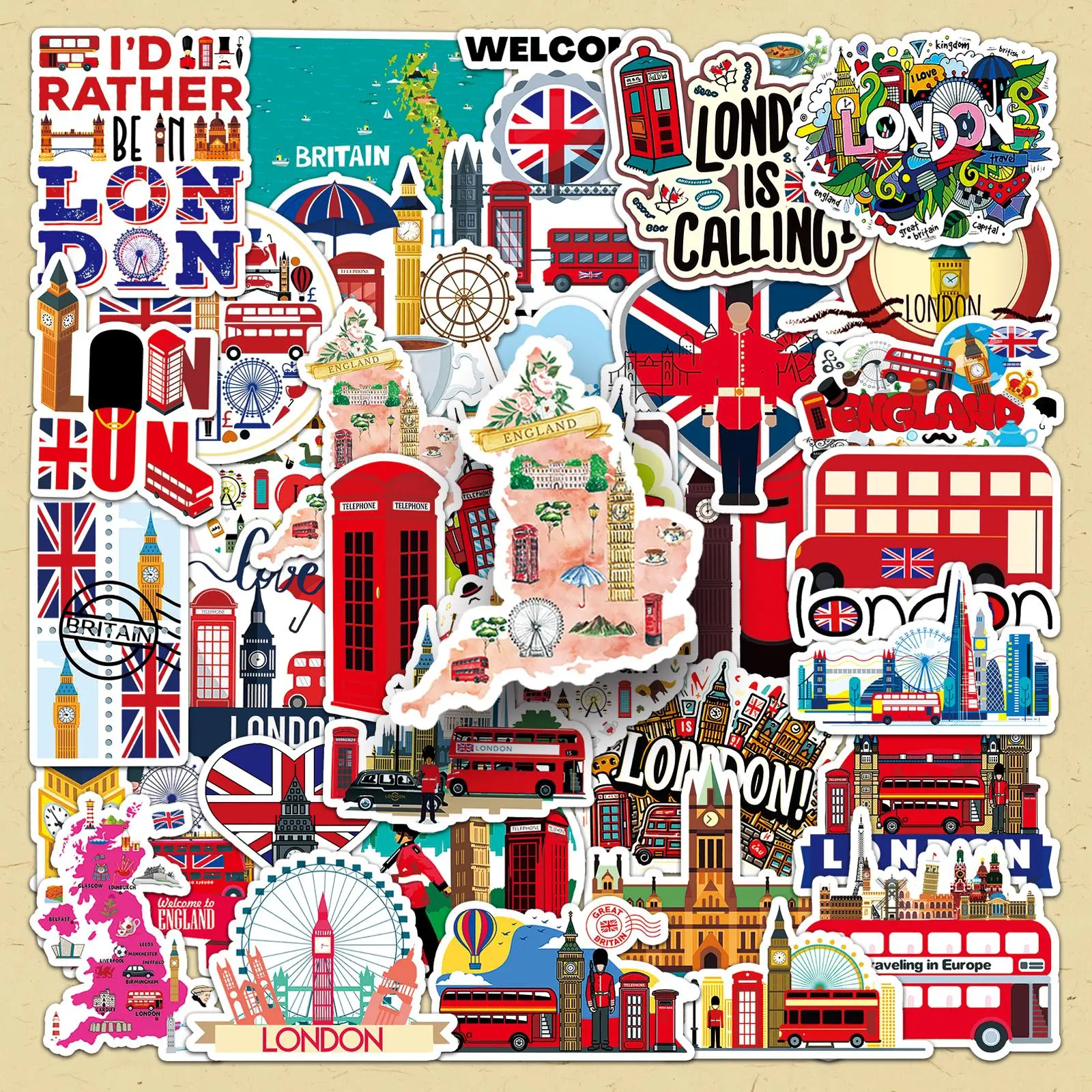 London City Pattern Sticker, 100pcs/set Creative Landscape Architecture Decorative Stickers, DIY Decals for Water Bottle, Laptop, Cellphone, Phone Case