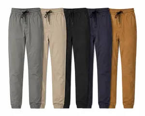 Men's Slim Fit Twill Chino Jogger Pants Elastic Waist Flex Stretch Casual Work School Uniform Pants Lightweight Streetwear Everyday Comfort S-3XL