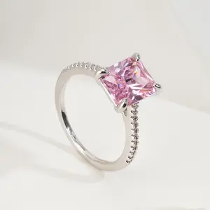 MEIITRUE 2 Carat Princess Cut Cubic Zirconia Statement Rings for Women, Silver Plated Engagement Promise Rings, Perfect Jewelry Gift