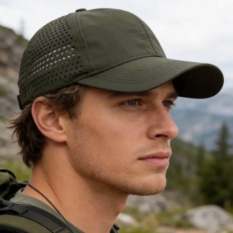 Premium Solid Color Quick Dry Baseball Cap for Men & Women - Ultra Lightweight, Laser Cut Perforated, Breathable Outdoor Cap Sun Hat for Hiking, Camping, Travel, Adjustable Snapback Fitted Hat