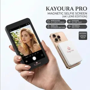 KayouraMagnetic Selfie Monitor Screen - Wireless Vlog Screen for iPhone & Android Rear Camera, Real-time Real View Display for Selfies & Content Creation, Portable Phone Monitor for YouTube/TikTok phone vlog kit rear camera viewer portable mirror exter