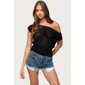 Cyra Floral Knit Off Shoulder Top
