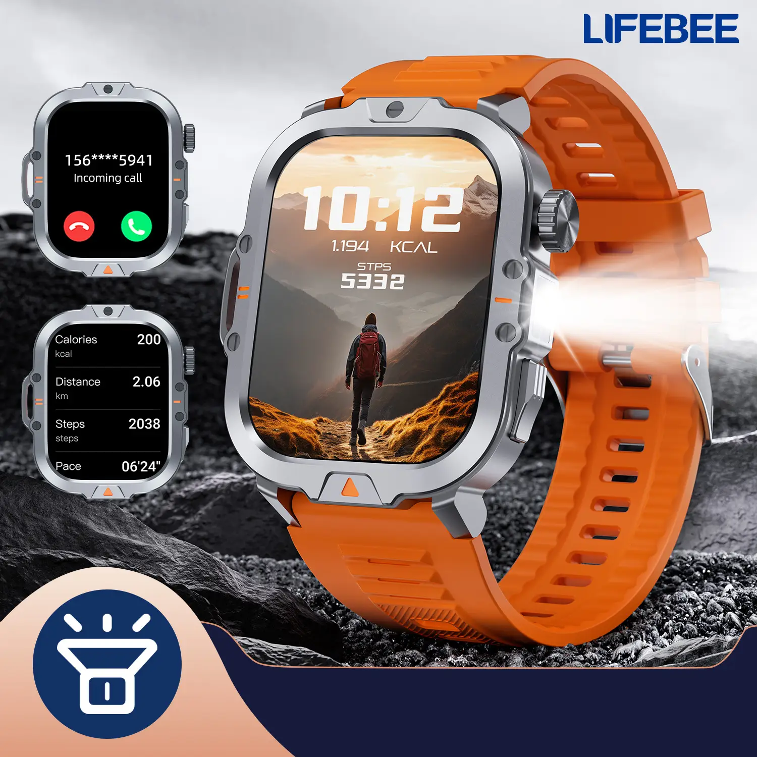 LIFEBEE Multifunctional Smart Watch, Fashionable Digital Watch with Flashlight, Sports Smart Watches for Men & Women Gift
