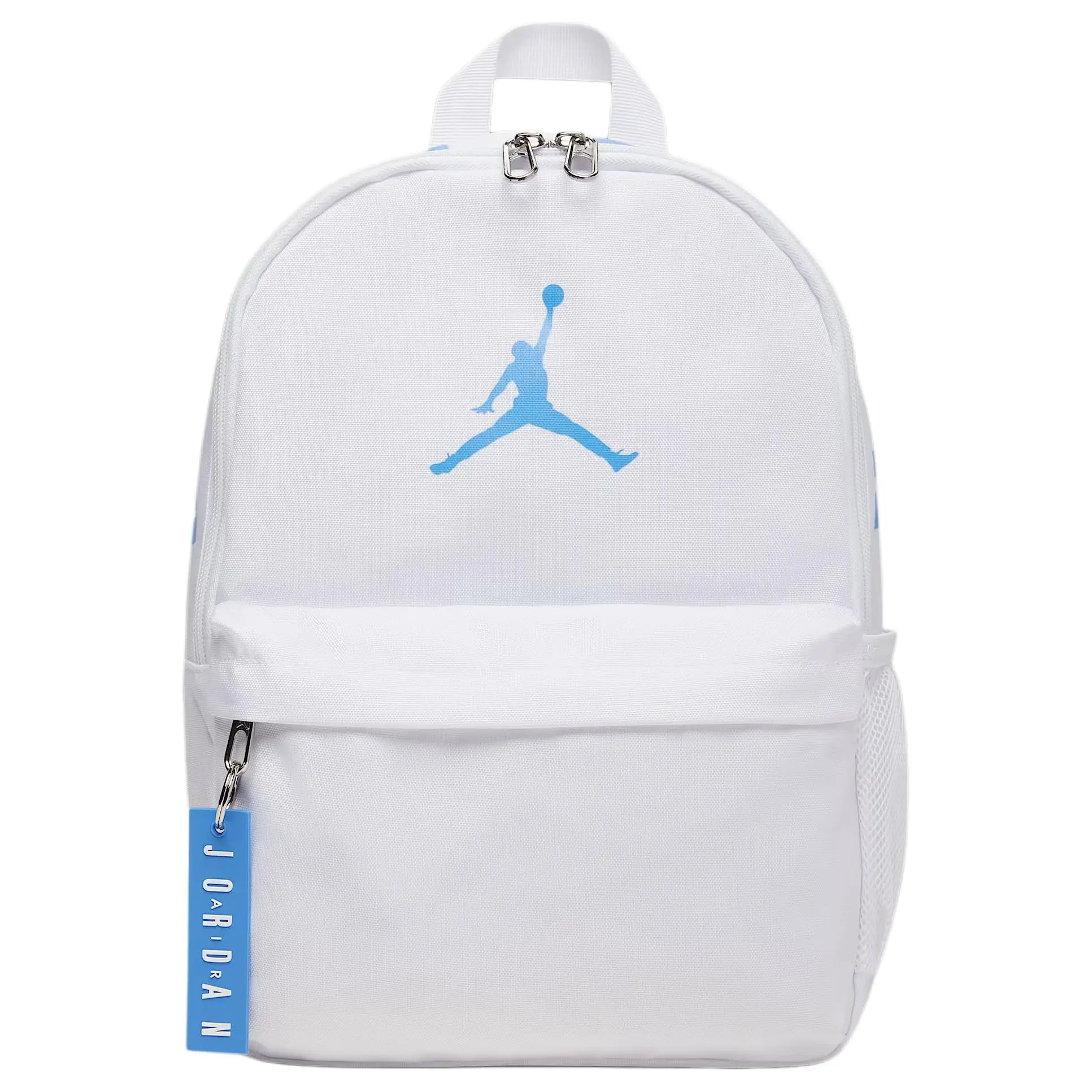 Jordan Air Logo Adjustable Backpack, Durable Polyester Material, Stylish Daypack for Men and Women (White)