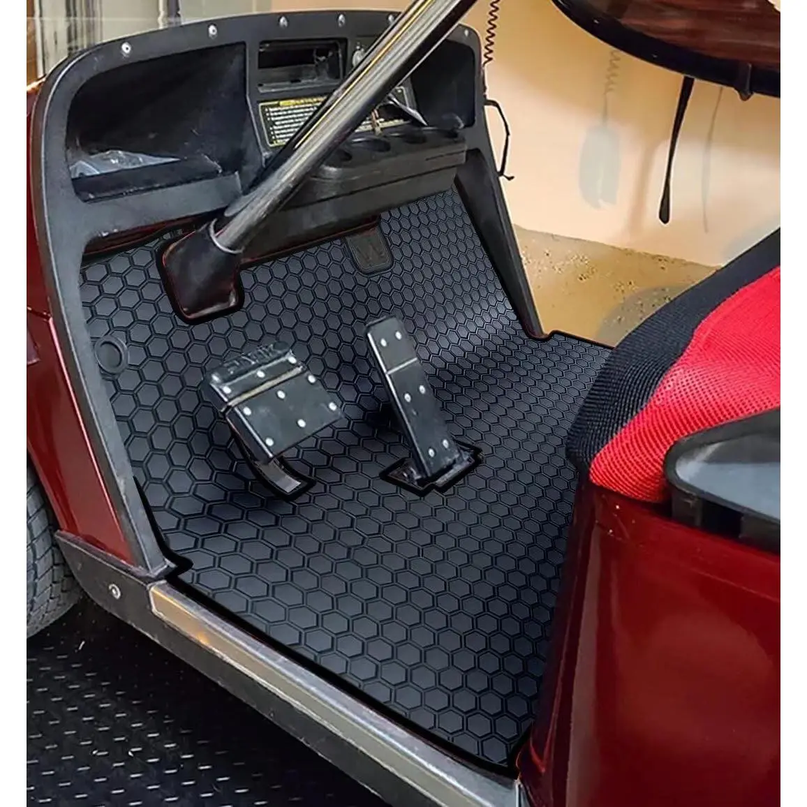 Hexagon Synthetic All-Seasons Golf Cart Floor Liner Mat - Full Coverage Custom Fit for EZGO TXT (1994-2025), Express S4 (2012-2020), Cushman Workhorse, EX1 (2020), Valor, Navitas - Environmentally Friendly, Easy to Install