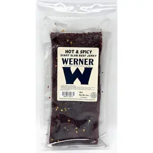 Werner Beef Jerky Slab 10 Count – Giant Jerky Slab, Jerky Sheets Thinly Sliced Beef Jerky Bulk Pack (Hot & Spicy)
