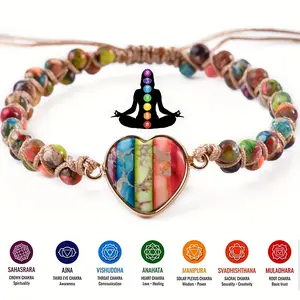 Stone Beaded Chakra Bracelets Femme Jaspers String Braided Yoga Friendship Bracelet Bangle Bohemian Jewellery