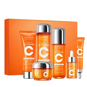 Vitamin C Ultra Moisturizing Skincare Set, Face Wash + Toner + Lotion + Serum + Cream + Eye Cream, Hydrating & Brightening, All Skin Types