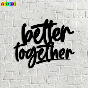 1pc "Better Together" Metal Wall Art,"Better Together" Quote Statue Mural, Ideal Gift for Valentine's Day, Wedding Anniversary, Rust-Resistant Metal Wall Decor Wall Sculptures, Perfect for Bedroom Wall & Garden Fence, Romantic Home Decor Enthusiasts
