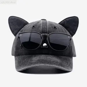 Cute Pink Cat Ears Baseball Hat with Pilot Sunglasses – Unisex Street Hip Hop Cap for Men & Women, Trendy Adjustable Summer Fashion Accessory for Outdoor, Party, Travel, Casual Everyday Wear