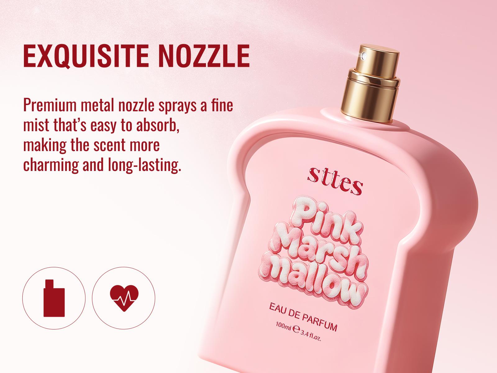 New Sttes Marshmallow Perfume for Women, Sweet Gourmand Perfume with Marshmallow, Strawberry, Vanilla & Musk, Long Lasting Fragrance Spray, 100ml/3.4 fl oz,back to school