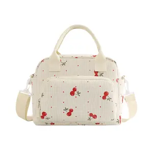 Insulated Lunch Bag 11L Large Capacity - Corduroy Lunch Tote Bag with PEVA Lining, Thermal Insulation, Easy Clean & Hot/Cold Lock for Work, Picnic & Tailgate tiktokshopspringglowup