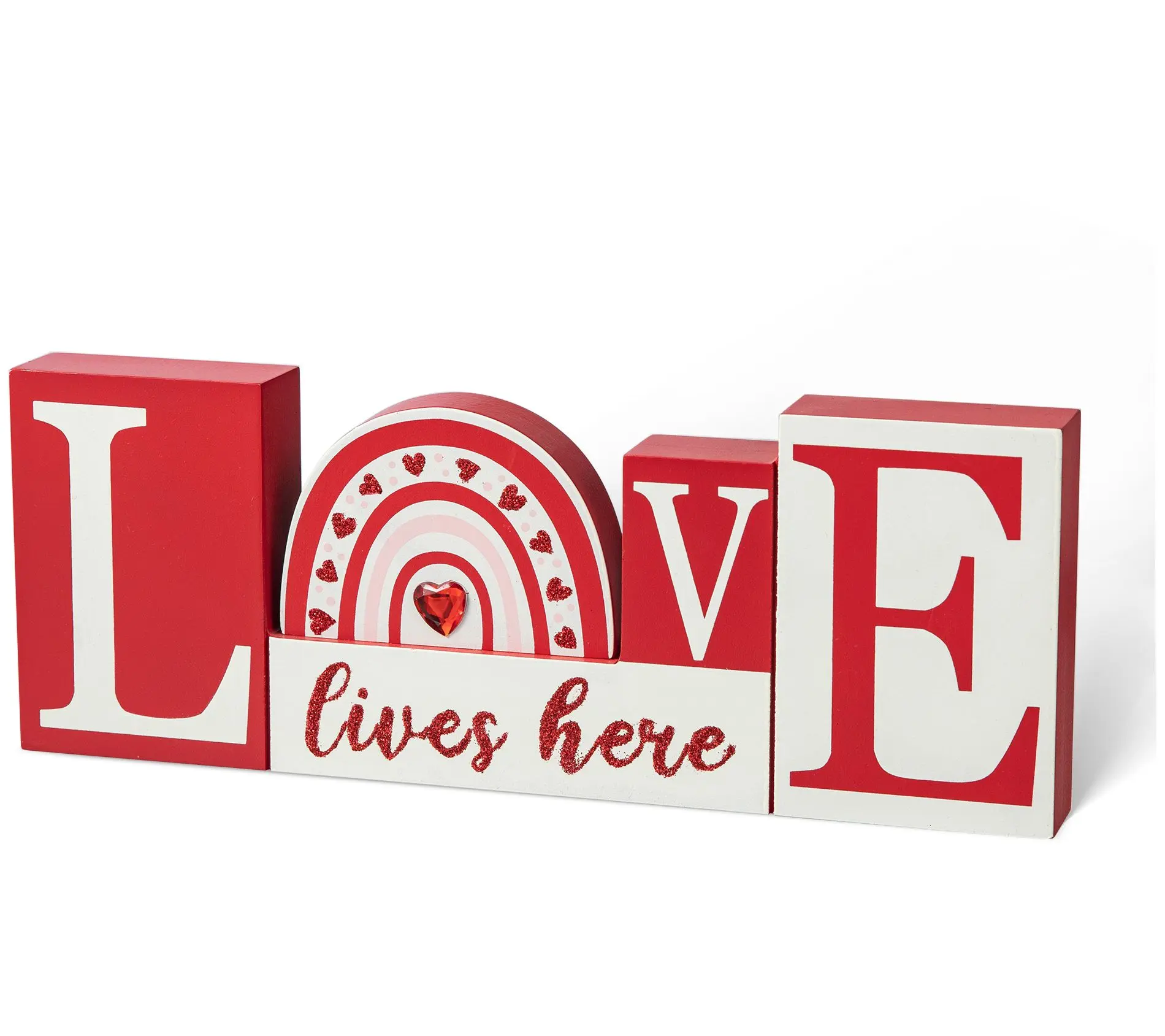 Glitzhome 11" Valentine's Wooden LOVE Table Decor Glitzhome 11" Valentine's Wooden LOVE Table Decor