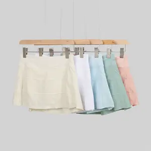 LULU-Style  Three-Pleated Yoga Skirt, A-Line Activewear Skirt, Slimming and Breathable, with Pockets