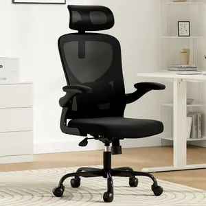 Ergonomic Office Chair, Home Office Desk Chair with Headrest, High Back Computer Chair with Armrests and Adjustable Lumbar Support for Home Office Study Room, Black
