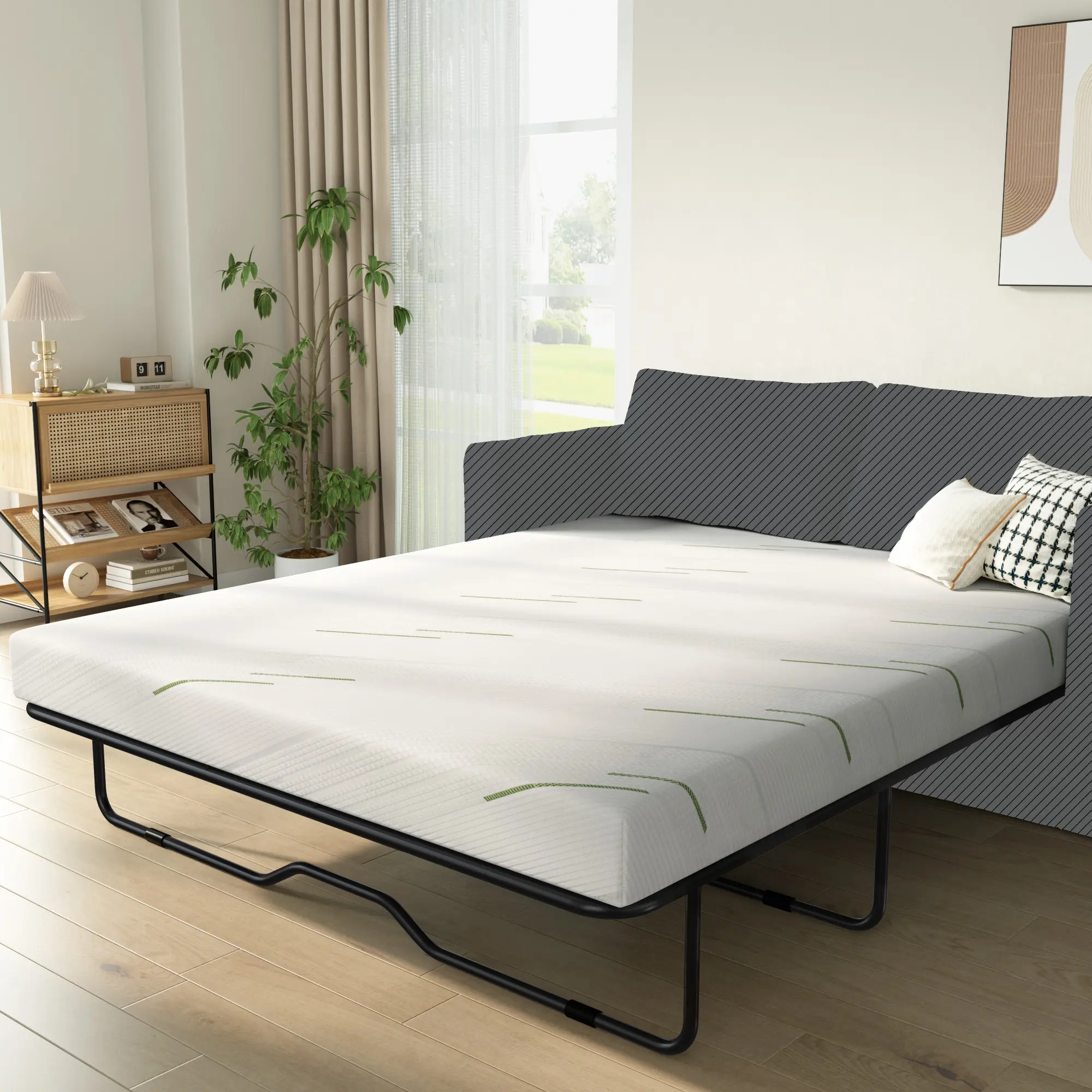 4-Inch Gel Memory Foam Sofa Mattress Cushion, Couch Seat Pad with Removable Cover, Non-Slip Bottom, Supportive for Living Room, Bed