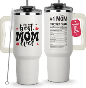Mothers Day Gifts for Mom - Best Mom Ever Tumbler with Handle 40Oz, Mommy Coffee Mug, Mama Tumblers, Momma Gift Ideas, Funny Birthday Present for Her, Cute Mother Day Gift Tumbler, Mom Cup Vivulla68