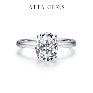 Synthetic Moissanite Oval 2CT Solitaire Ring Classic Design 8mm Oval Ice Cutting R095