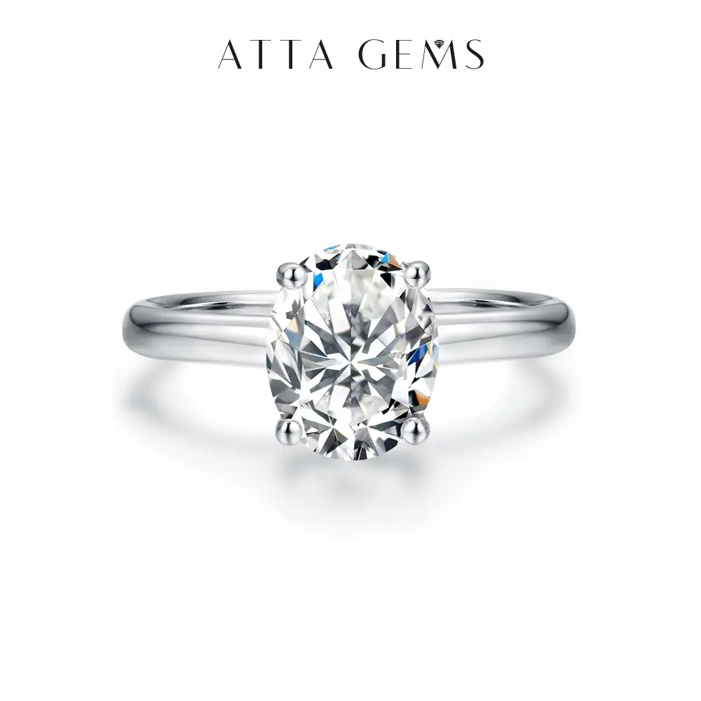 Synthetic Moissanite Oval 2CT Solitaire Ring Classic Design 8mm Oval Ice Cutting R095