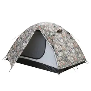 Camo 2-Person Stealth Hunting Tent, High-Waterproof Rainfly, Dual Doors & Large Gear Vestibules, 3-Season Lightweight Tactical Backpacking Tent for Fishing & Scouting