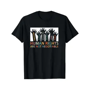 Men'S "Human Rights Are Not Negotiable" T-Shirt - Soft Breathable Crew Neck Tee with Freedom Equality Love Peace Graphic - Bold Statement Design, Regular Fit Advocacy Top for Social Justice Events & Casual Attire - All-season Stretchy Fabric