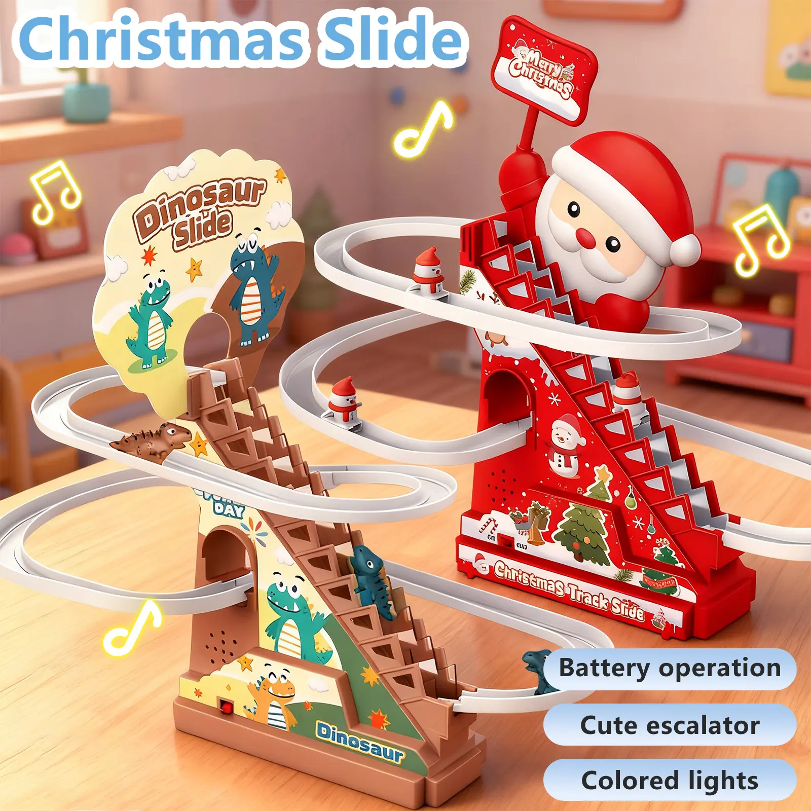 Santa Claus Ladder Climbing Toys, Electric Animation Christmas Decorations With Music and LED Lights, Suitable for Families, Christmas Tree Decorations, Gifts for Children.