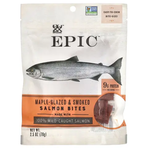 Epic Bar Salmon Bites, Maple Glazed & Smoked, 2.5 oz (70 g)