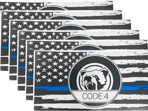 6pcs Thin Blue line Flag Code 4 Car Sticker Decal, Police Support American Flag Bumper Stickers for Cars Trucks Window Laptop, Bandera de policía la línea Azul para carro