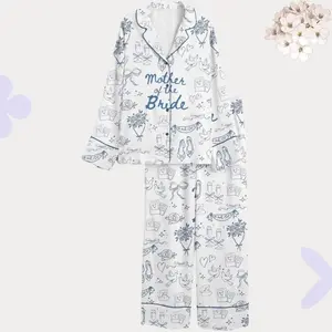 Mother of the Bride Blue Toile Pajama Set – Bridal Party Gift PJs