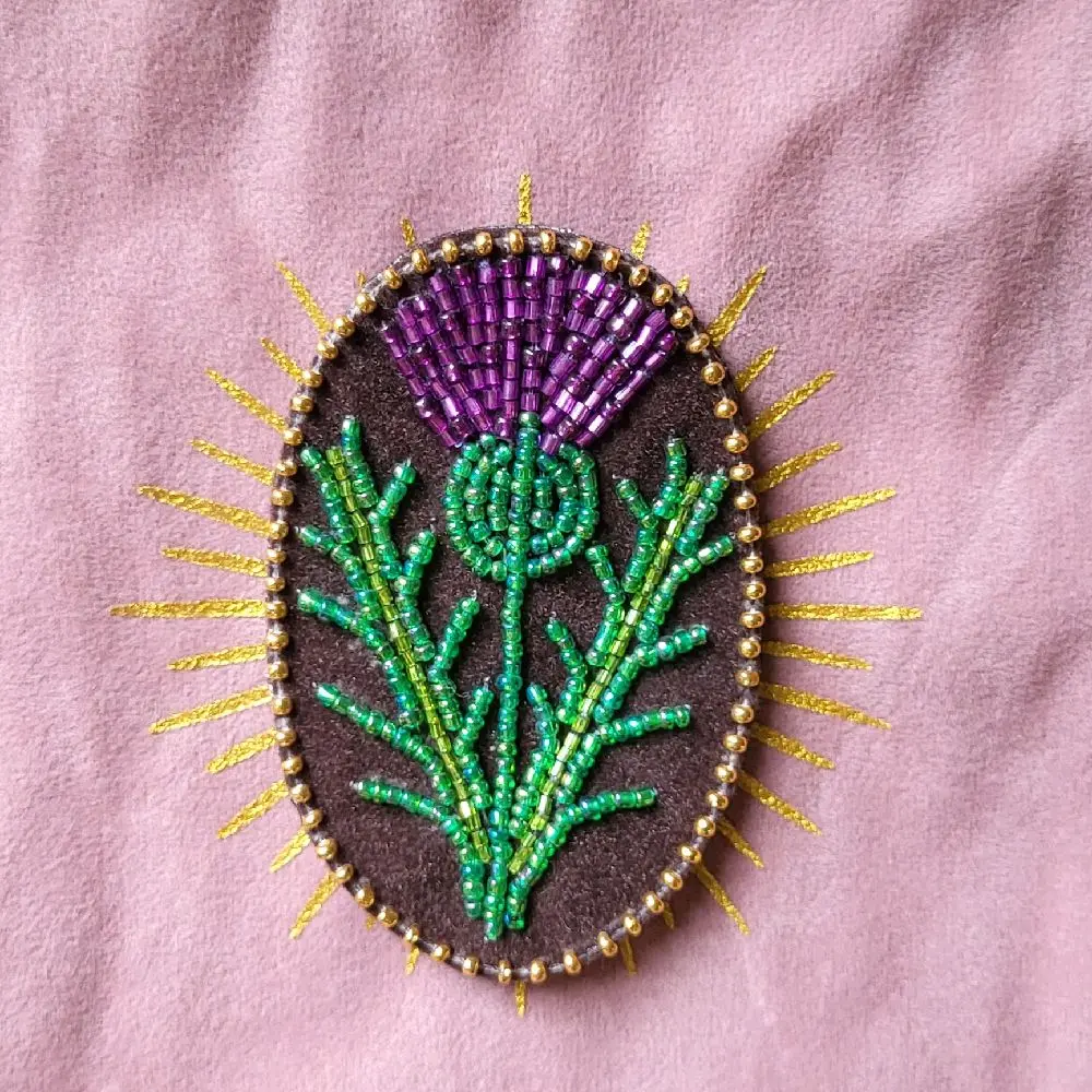 Boudica Thistle Beaded Brooch