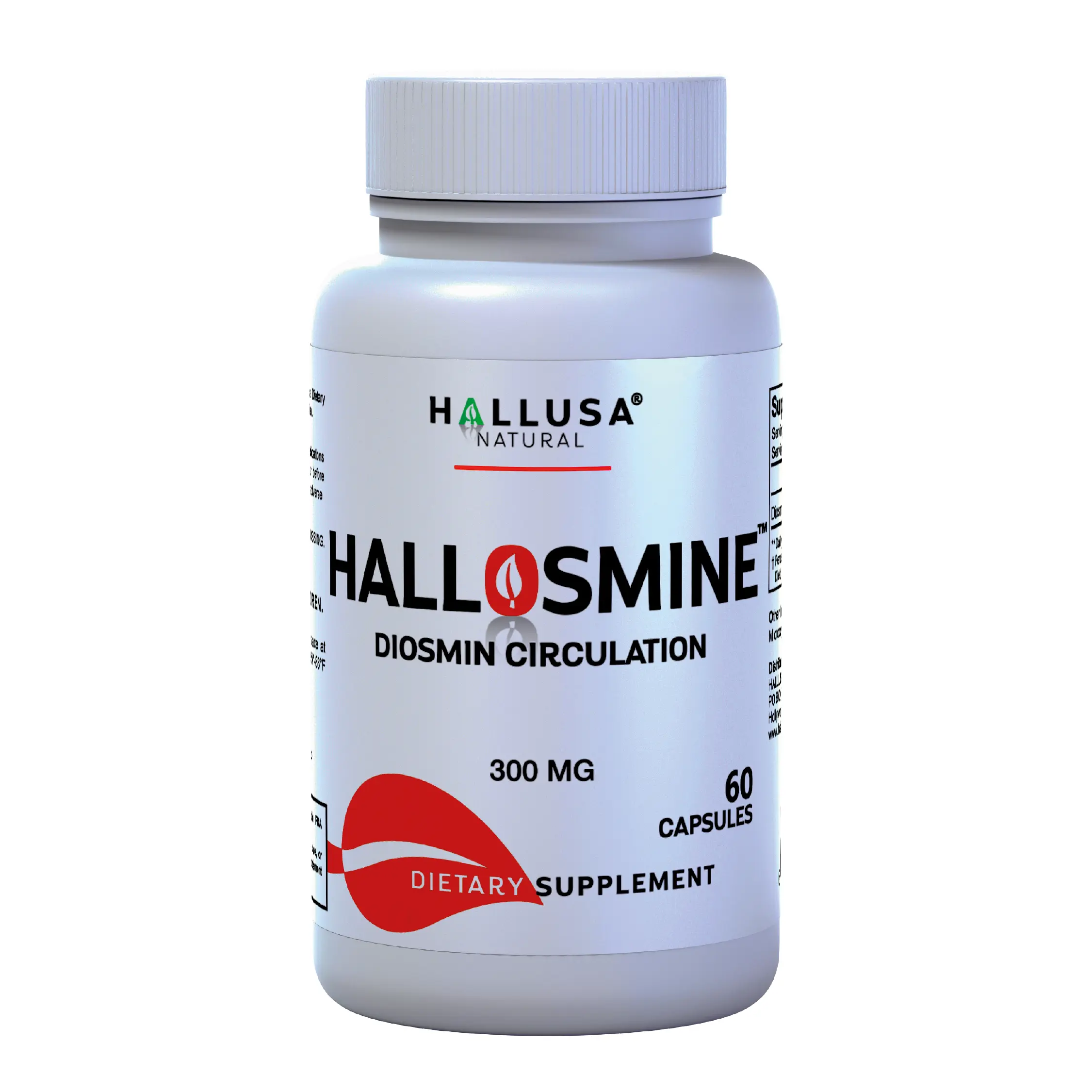 HALLUSA NATURAL HALLOSMINE Blood Flow Supplements, 60 Capsules (300mg 90% Diosmin Powder) - Heart Health, Circulation, Leg & Vein Support Dietary Vitamin Supplement
