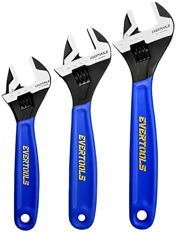 3-Piece Adjustable Wrench Set (6/8/10 Inch) - Heavy Duty Chrome Vanadium Steel, Non-Slip Ergonomic Grip, Black Oxide Finish - Ideal for Cars, Bikes, Plumbing & DIY
