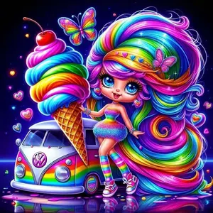 1pcs 5D DIY diamond painting kit, 5D diamond art set, Diamond art tools, DIY home decoration, rainbow ice cream, rainbow car diamond painting kit full round drill DIY, diamond art, Handicraft