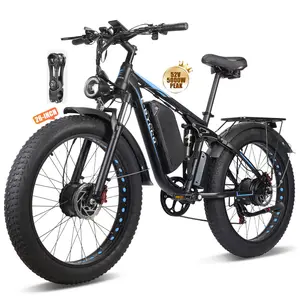 EBycco EB7PRO Peak 6000W  Dual  Motor Ebike for Adults Electric Tire Bike 52V 32AH, Max 40-45 MPH, 100 Miles Long Range, Hydraulic Disc Brake, 24"/26" Fat  Offroad Hunting E-Bike, Full Suspension Electric Bicycle