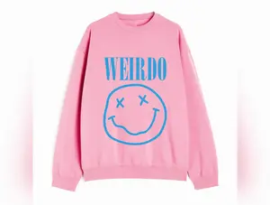 Weirdo Smiley Face Oversized Sweatshirt - Pink