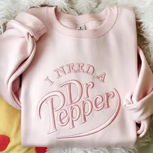 [MADE IN US] I Need A Dr. Pepper Embroidered Shirt, Please ADDNOTE your Threads Color, Dr. Pepper Embroidered, Caffeine Lover Sweatshirt, Cute Minimalist Soda Embroidery, Gift for Drink Fans