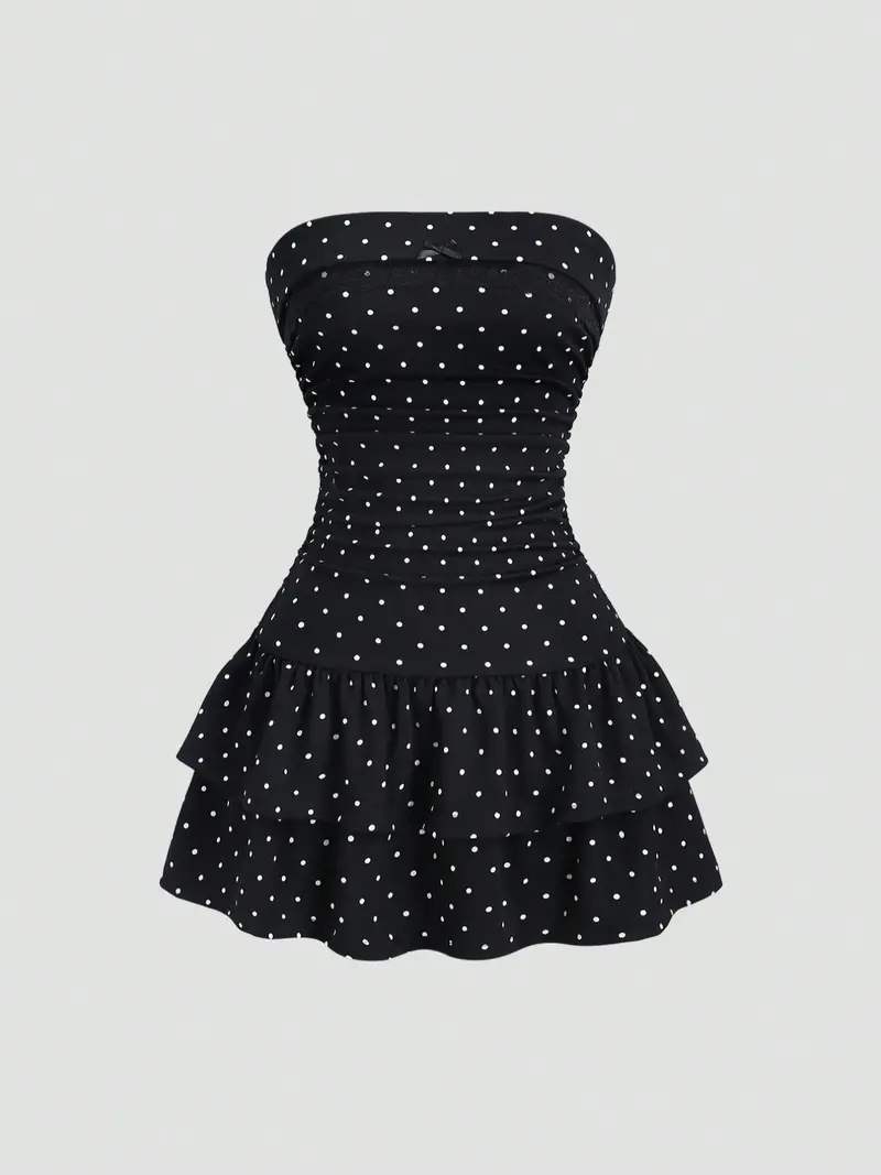 teal blue dress PASSIONFRUIT MINI DRESS GARNET POLKA DOT main image 1