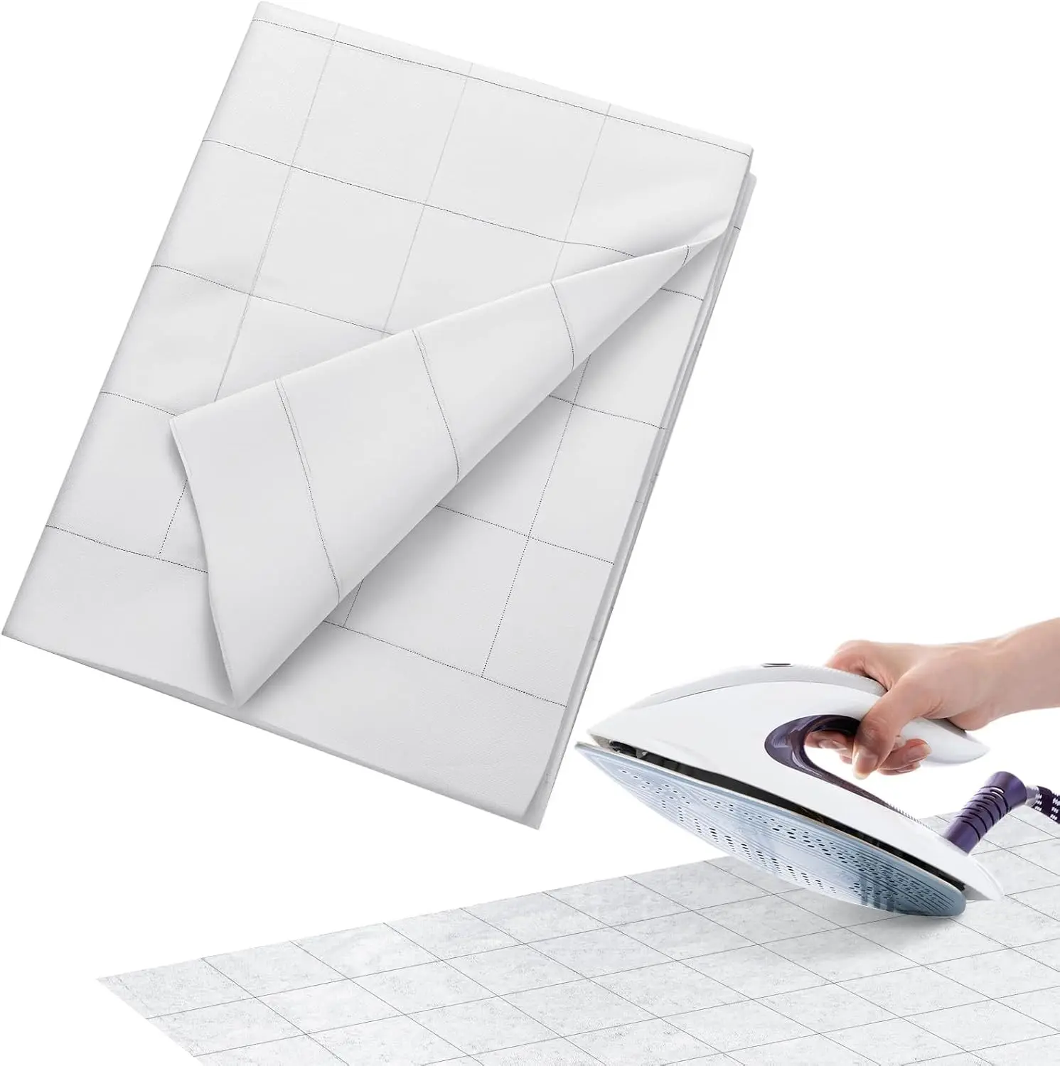 Fusible Interfacing with 2.5 x 2.5 Inches Grid Nonwoven Iron on Polyester/Rayon Lightweight Interfacing for DIY Crafts Supplies (Light Weight,48 Inches X 4 yd)