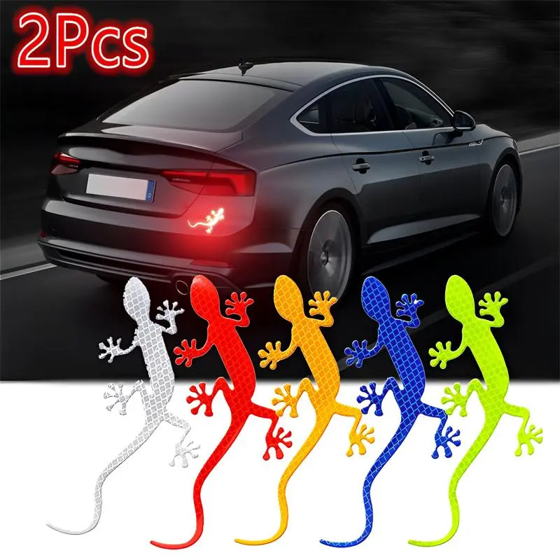Reflective Gecko Stickers Car Stickers Night Safety Driving Warning Gecko Strip Light Reflector Auto Car Exterior Accessories