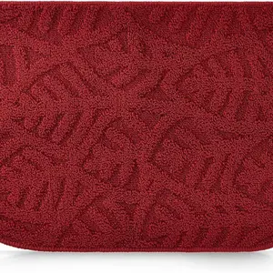 Slip-Resistant Kitchen Floor Mat, Half Round Red Kitchen Rug with Rubber Backing for Office, Sink, Laundry Room, Home Decor, Machine Washable, Red (18x30 Inches)