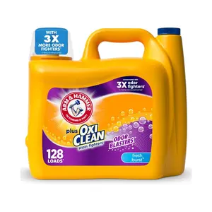 ARM & HAMMER Plus OxiClean Odor Blasters Fresh Burst 128 Loads Liquid Laundry Detergent 166.5 Fl oz Triple Power HE Stain Remover