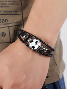 1pc Glow-In-The-Dark Football Bracelet, Team PU Leather Wristband, Perfect for Game Parties, Unique Sports Accessory