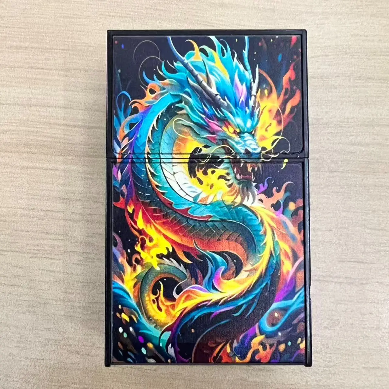 Elegant Dragon Design USB Rechargeable Lighter & CigaretteCase - Durable ABS Resin & Zinc Alloy, Moisture-Resistant, Compact Portable Men's Accessory - Valentine's Day/Father's Day Gift for Him