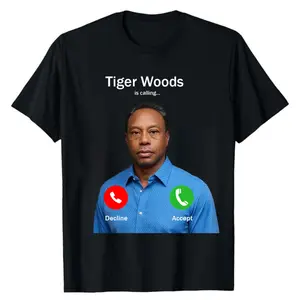 [Flash Sale Up To 50%] Tiger Woods Calling Funny Golf T-Shirt, Viral Incoming Call Meme Tee, Golf Humor Shirt, Gift for Golf Lovers
