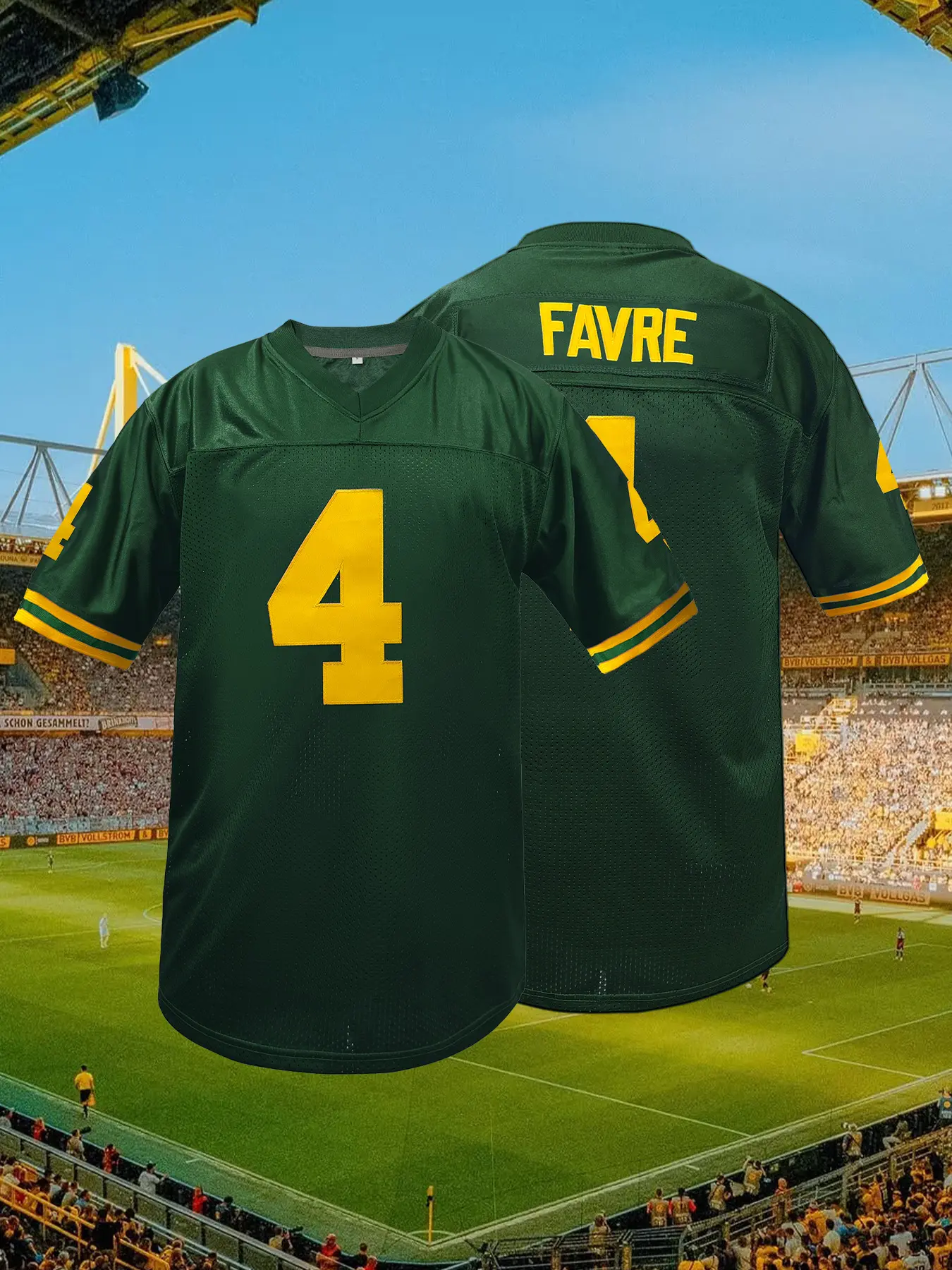 Men's Letter & Number Patched American Football Jersey, Loose Sporty Short Sleeve V Neck Top Unisex Sportswear for Football Club, School,Training