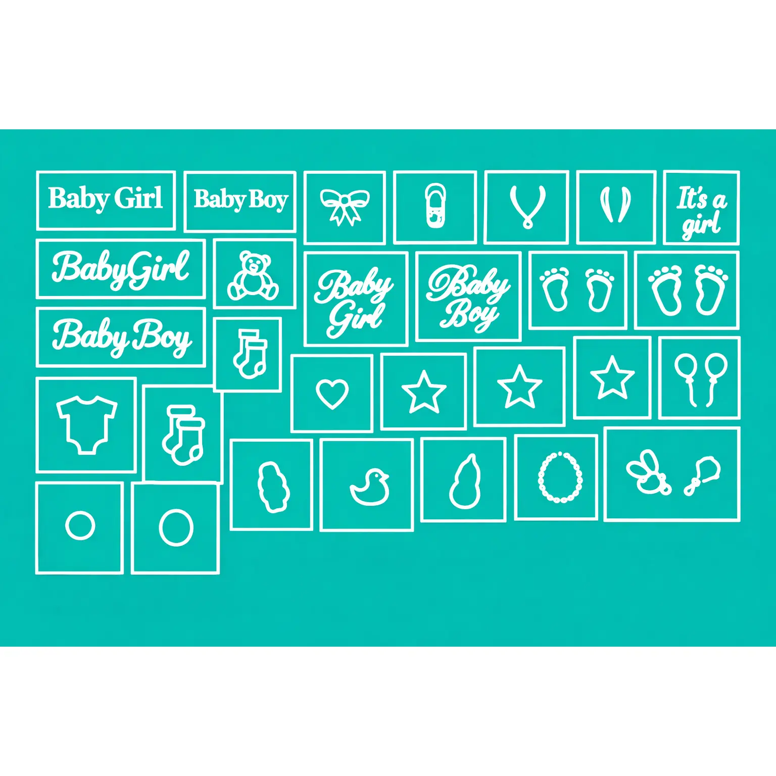 Baby Love Nail Art Stencil Pack – 29 Baby Shower & Gender Reveal Airbrush Nail Stencils
