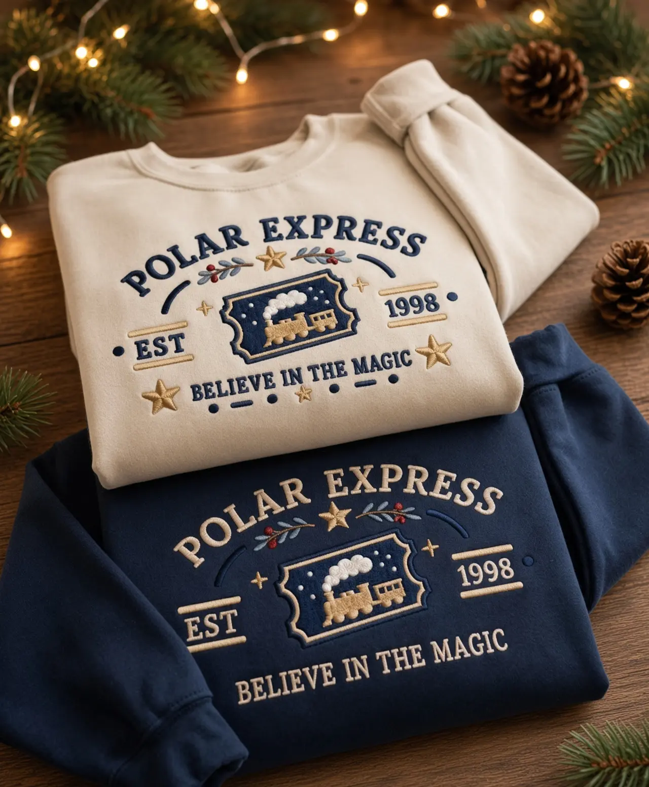 Embroidered Polar Express Crewneck, Believe In The Magic Sweatshirt, Christmas Gift, Vintage Christmas Crewneck