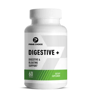 Prime Choice Digestive+ Dietary Supplement - 60 Capsules for Bloating, Gas Relief - Enzymes, Probiotics, Prebiotics for Gut Health - Healthcare
