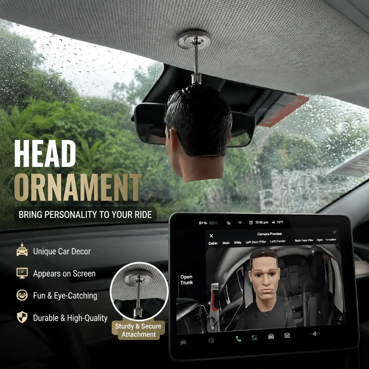 Magnetic Car Dashboard Hanging Ornament, Funny Driver Head Decoration, Adjustable Auto Interior Accessory for Cars 02