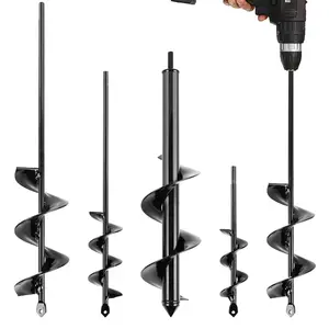 Auger Drill Bit for Planting, 4 count Garden Ground Earth Spiral Drill Bits, Heavy Duty Bulb Planter Tool for  Hole Digger  Flower Bedding Digging, Fit for 3/8" Hex Drive Drill